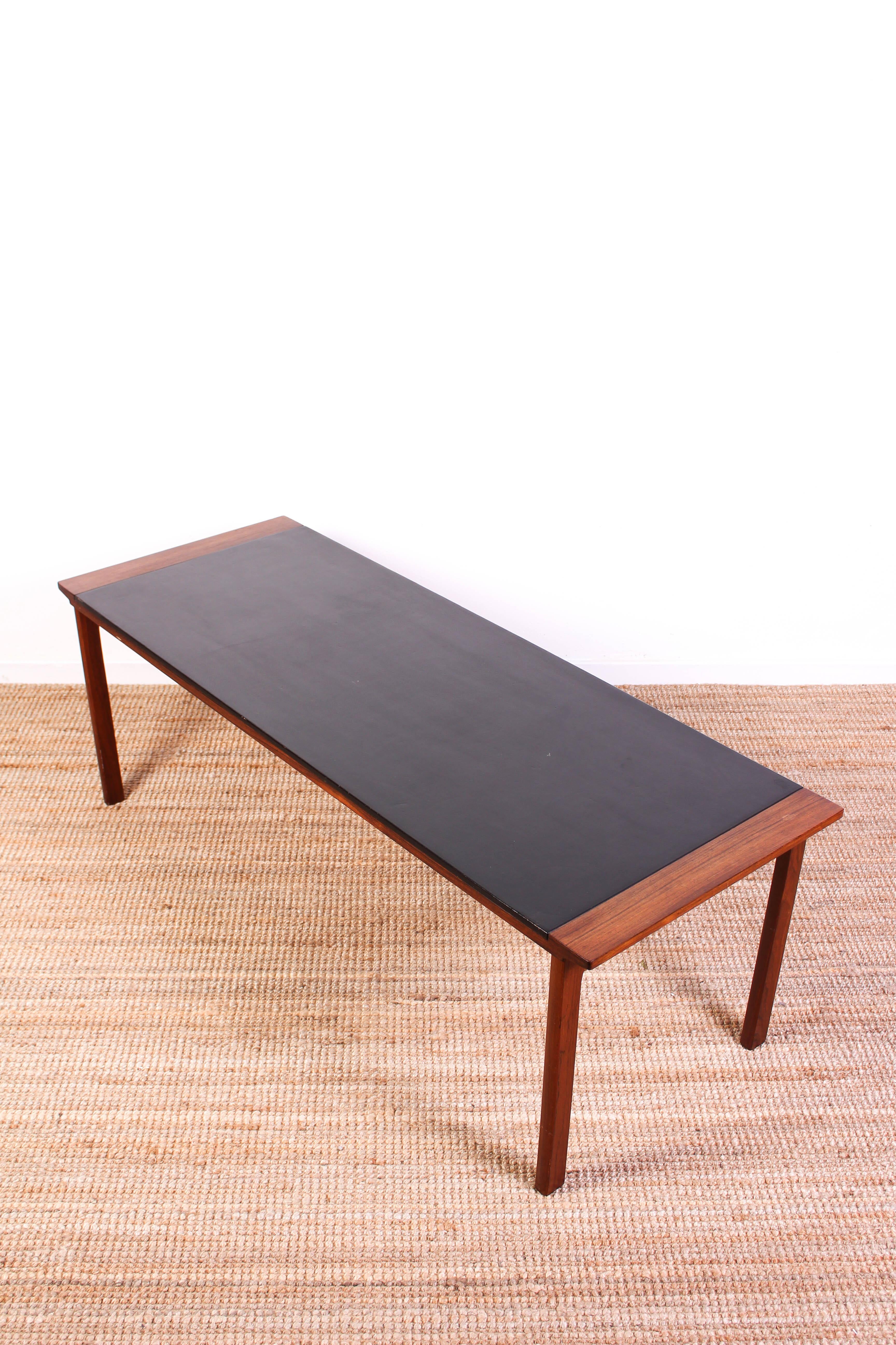 Mid-20th Century Midcentury Danish Rosewood Coffee Table with Leather Top For Sale