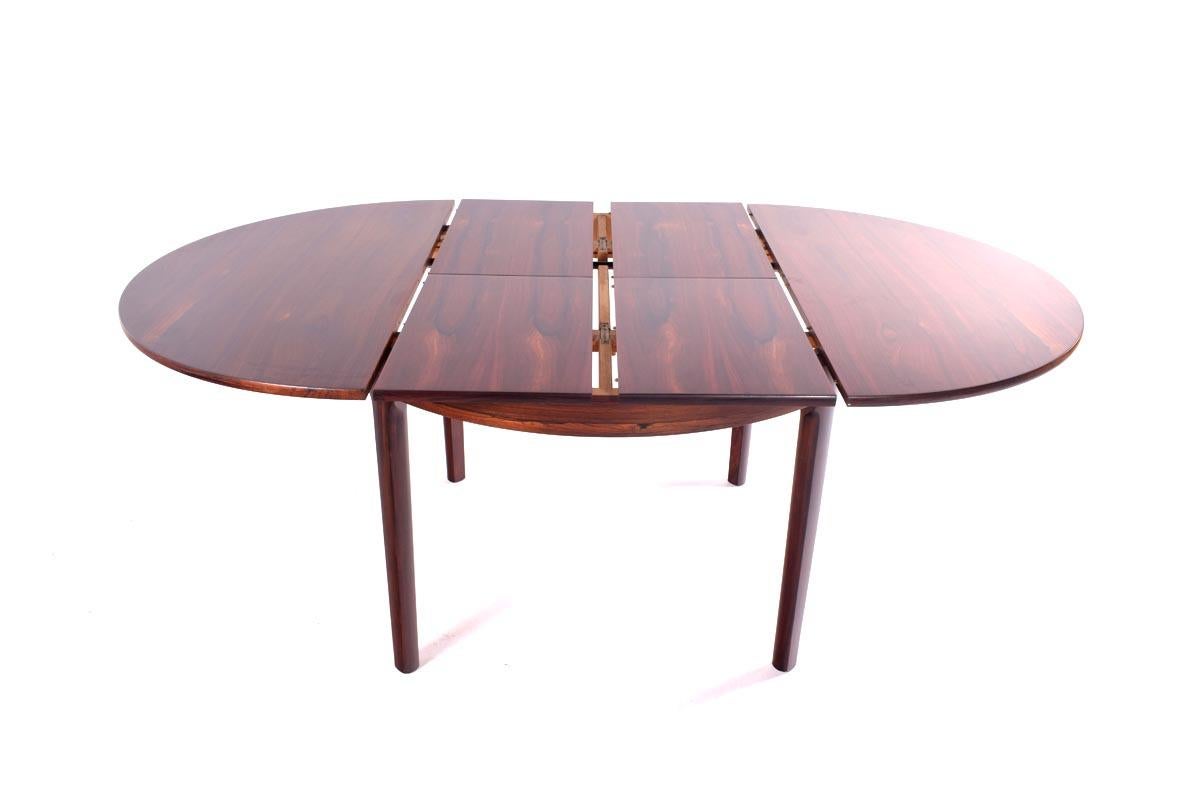 Midcentury Danish Rosewood Dining Table with Two Hidden Leaves 9