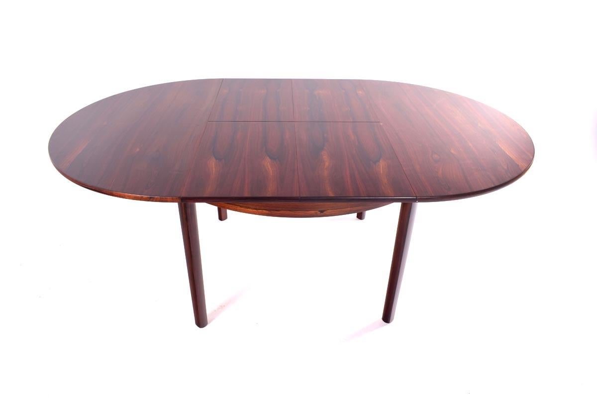 Midcentury Danish Rosewood Dining Table with Two Hidden Leaves 11