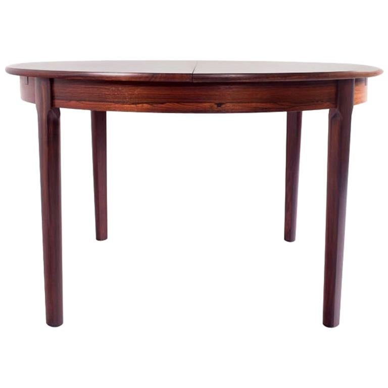 Midcentury Danish Rosewood Dining Table with Two Hidden Leaves