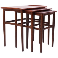 Midcentury Danish Rosewood Nesting Tables with Elevated Edges