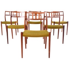 Midcentury Danish Rosewood Set of Six Niels Otto Moller Dining Chairs