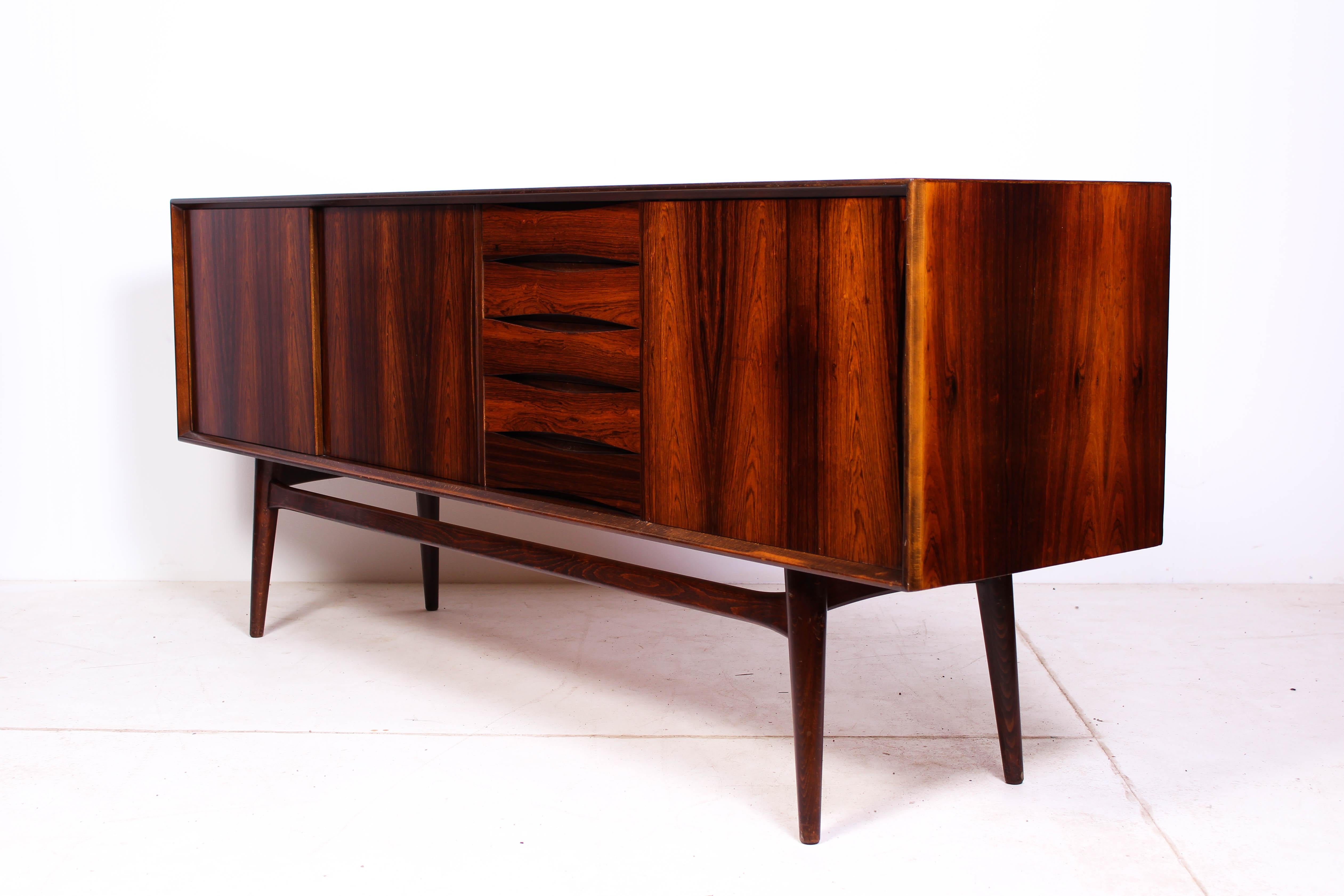 Midcentury Danish Rosewood Sideboard with Sliding Doors, 1950s In Excellent Condition In Malmo, SE