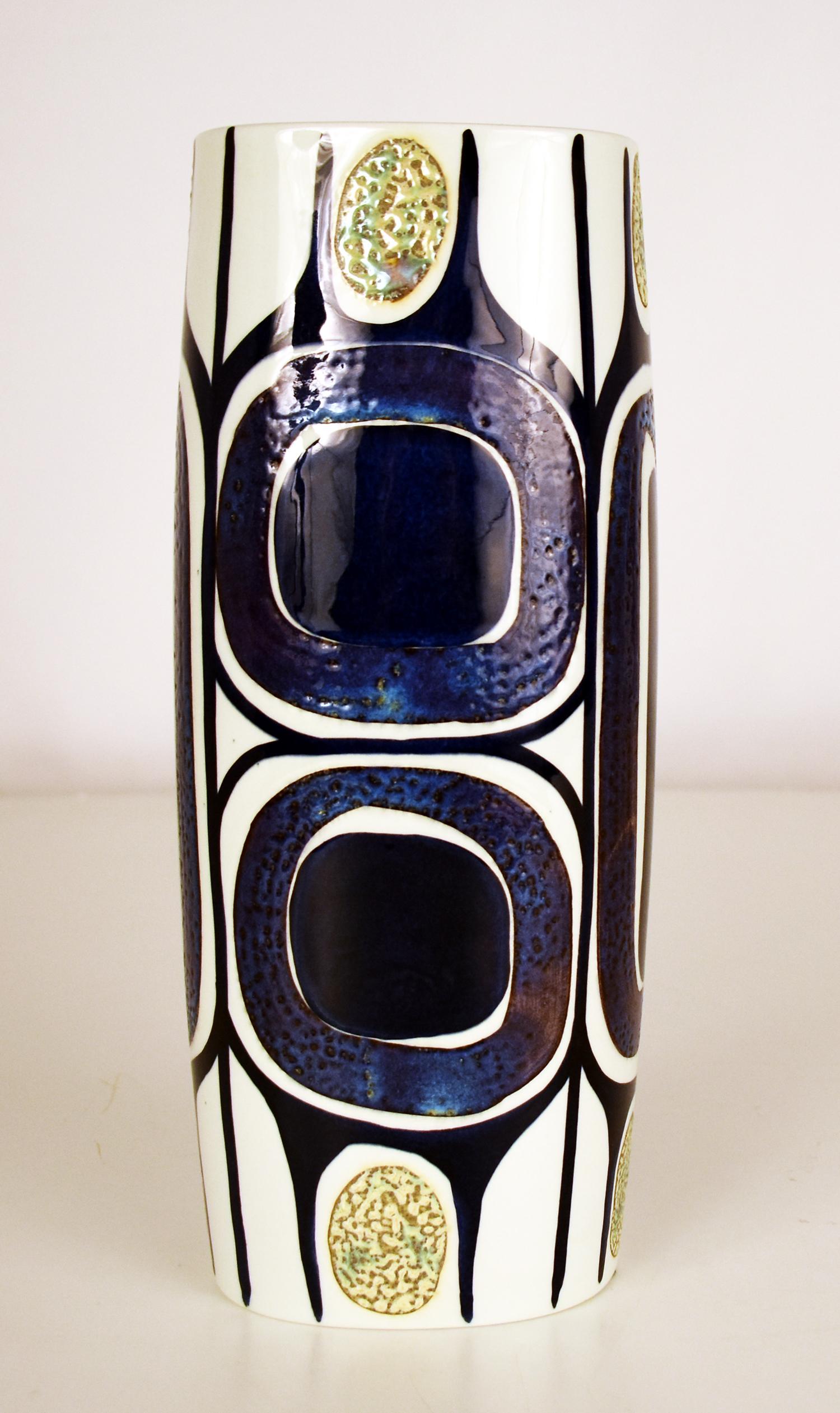 Glazed Midcentury Danish Royal Copenhagen Tenera Tall Vase Decor by Inge-Lise Koefoed For Sale