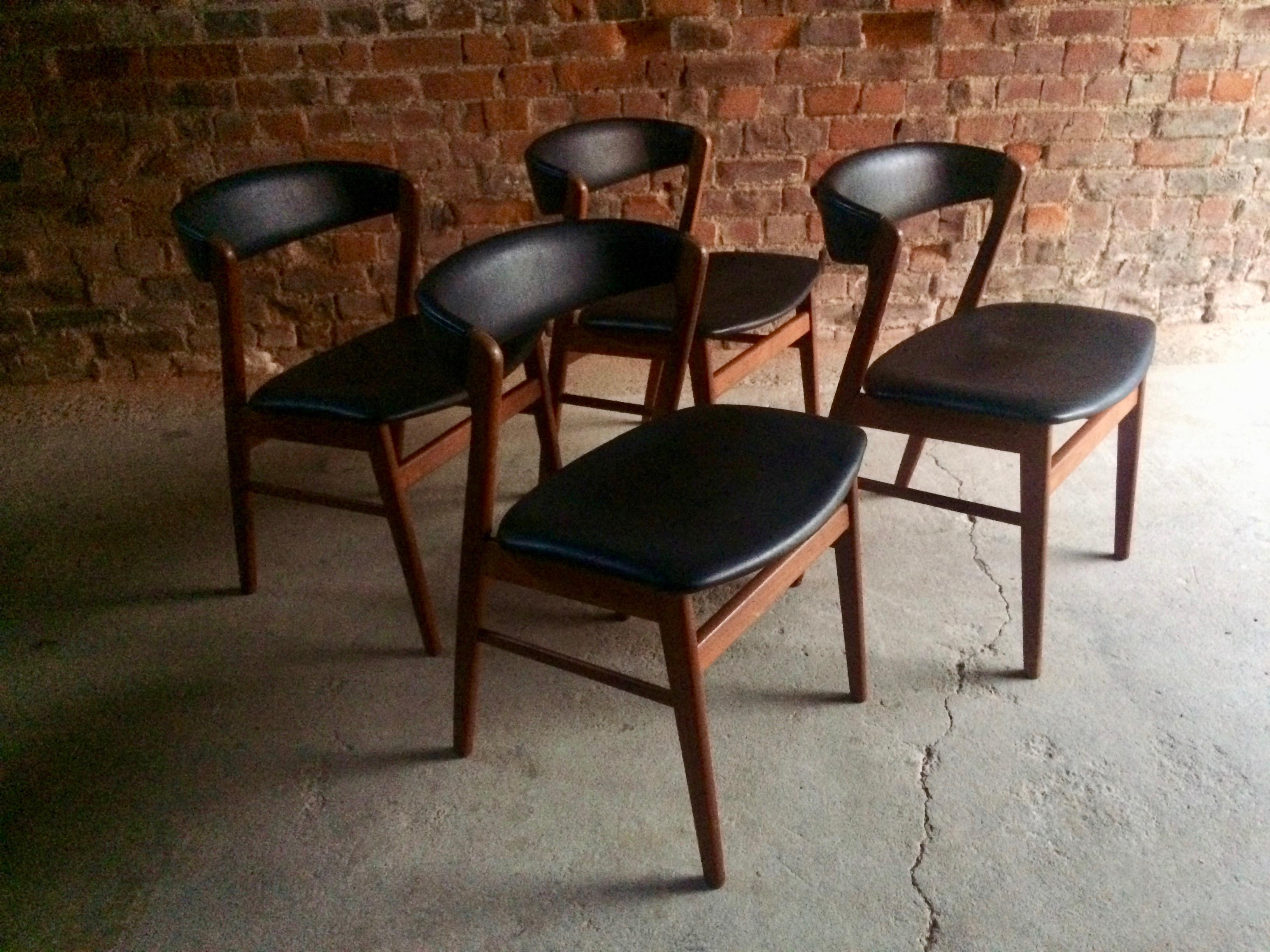 Mid-Century Modern Midcentury Danish SAX Dining Chairs Teak Set of Four 1970s Scandinavian Design