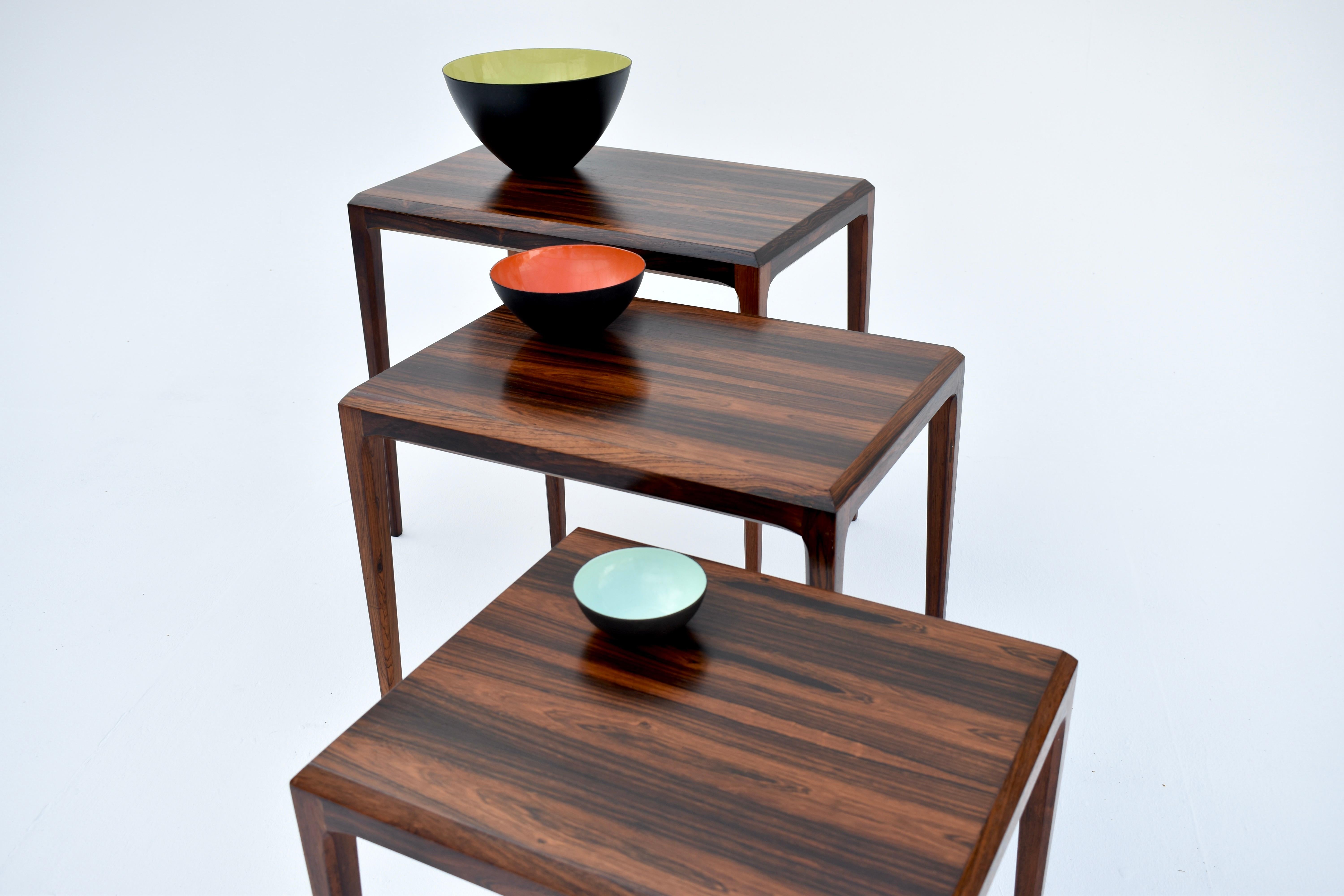 Midcentury Danish Set Of 3 Rosewood Nesting Tables BY Johannes Andersen For CFC For Sale 8