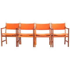 Midcentury Danish Set of 4 Chairs in Teak by Hans Wegner for Johannes Hansen