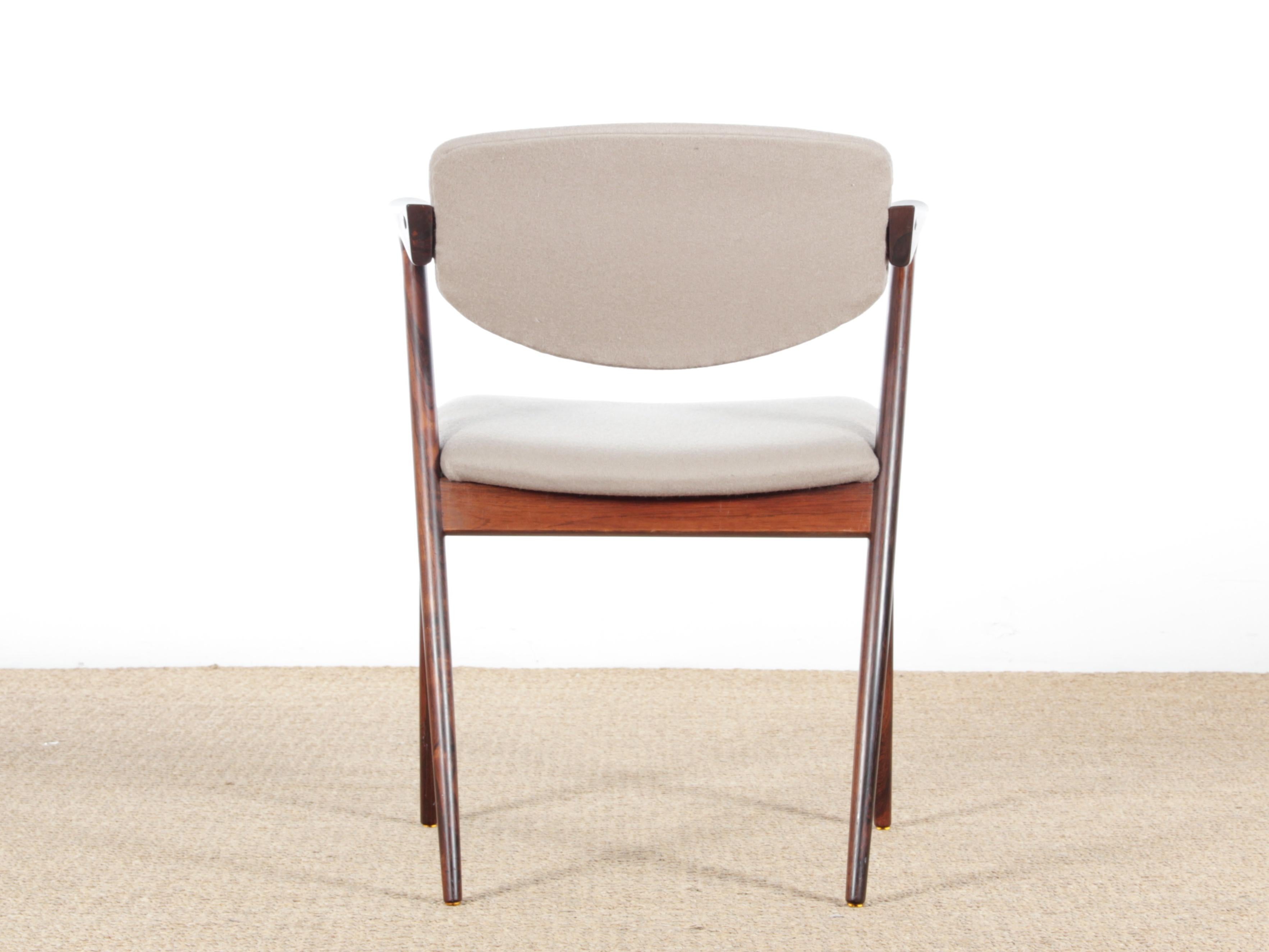 Scandinavian Midcentury Danish Set of 8 Kai Kristiansen Rosewood Chairs, Model 42