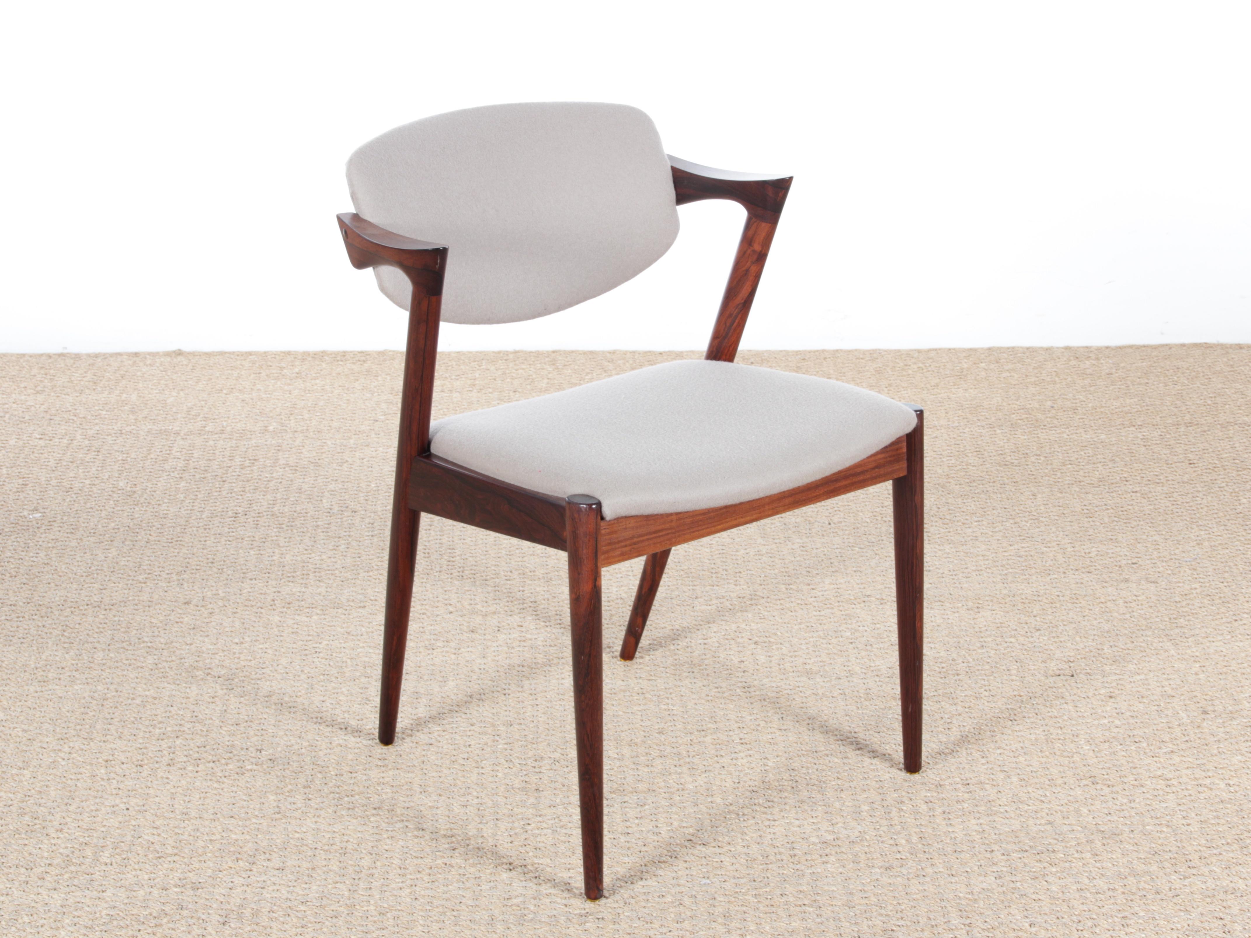 Mid-20th Century Midcentury Danish Set of 8 Kai Kristiansen Rosewood Chairs, Model 42