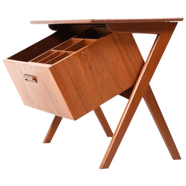 Midcentury Danish Sewing Table in Teak For Sale at 1stDibs