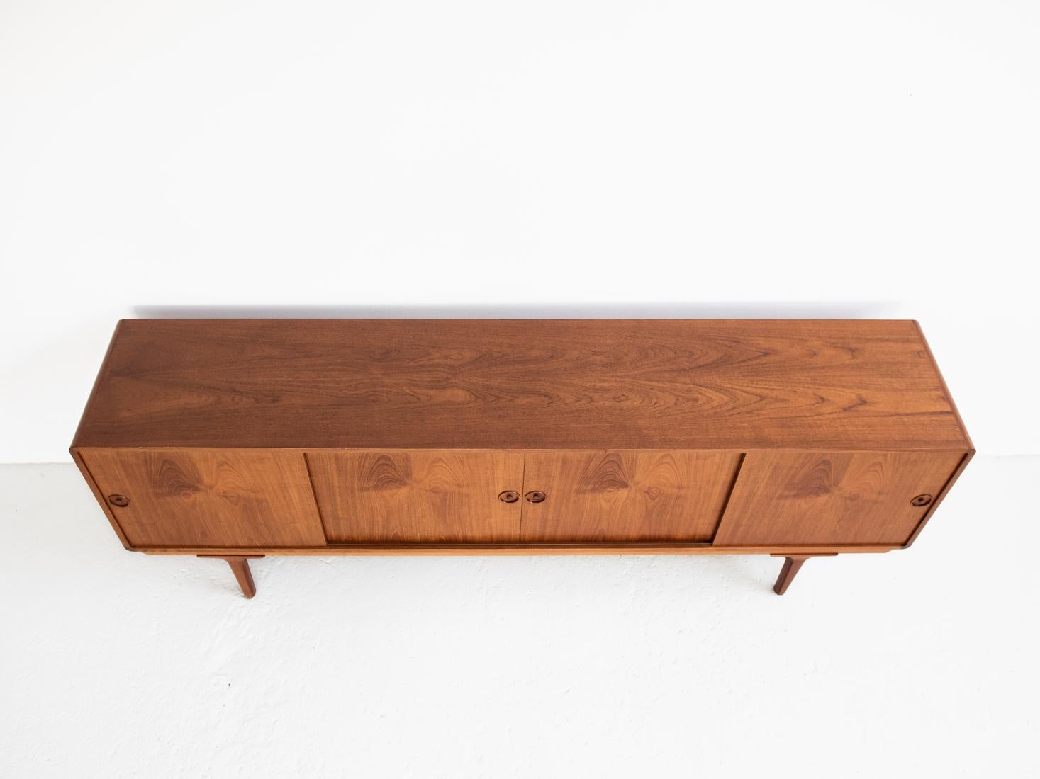 Midcentury Danish Sideboard in Teak with 4 Sliding Doors, 1960s 4