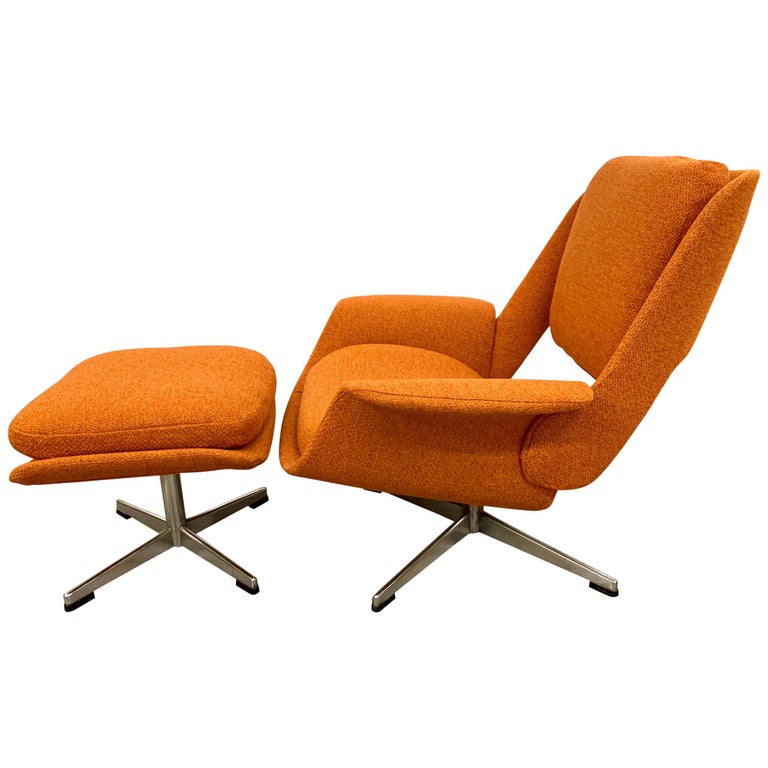 Midcentury Danish Signed Stendig Swivel, Mid Century Modern Swivel Lounge Chair And Ottoman