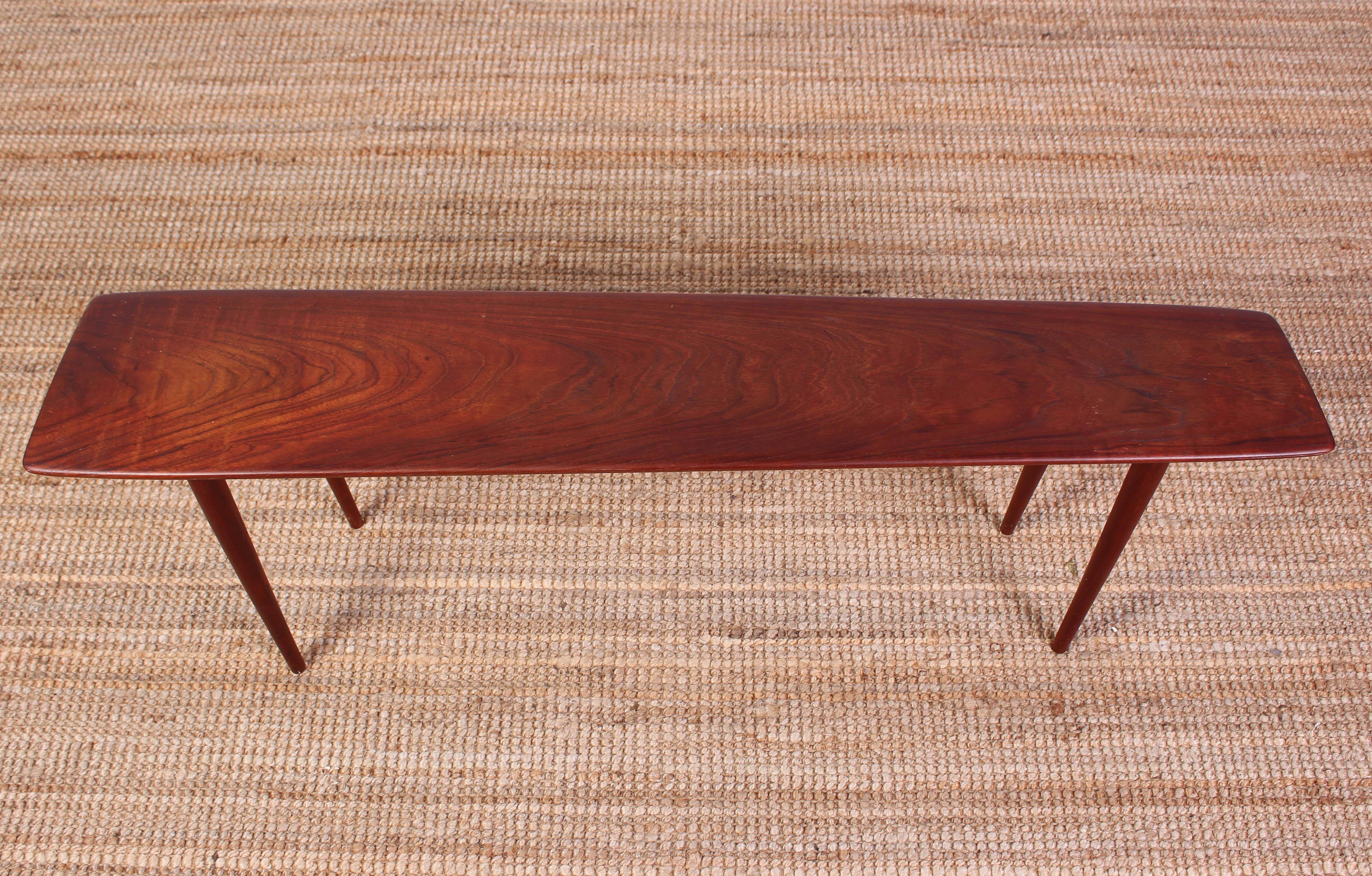 A midcentury Danish teak bench. The bench I made out of solid teak and two of the legs are adjustable.

Good vintage condition with signs of usage consistent with age and use.