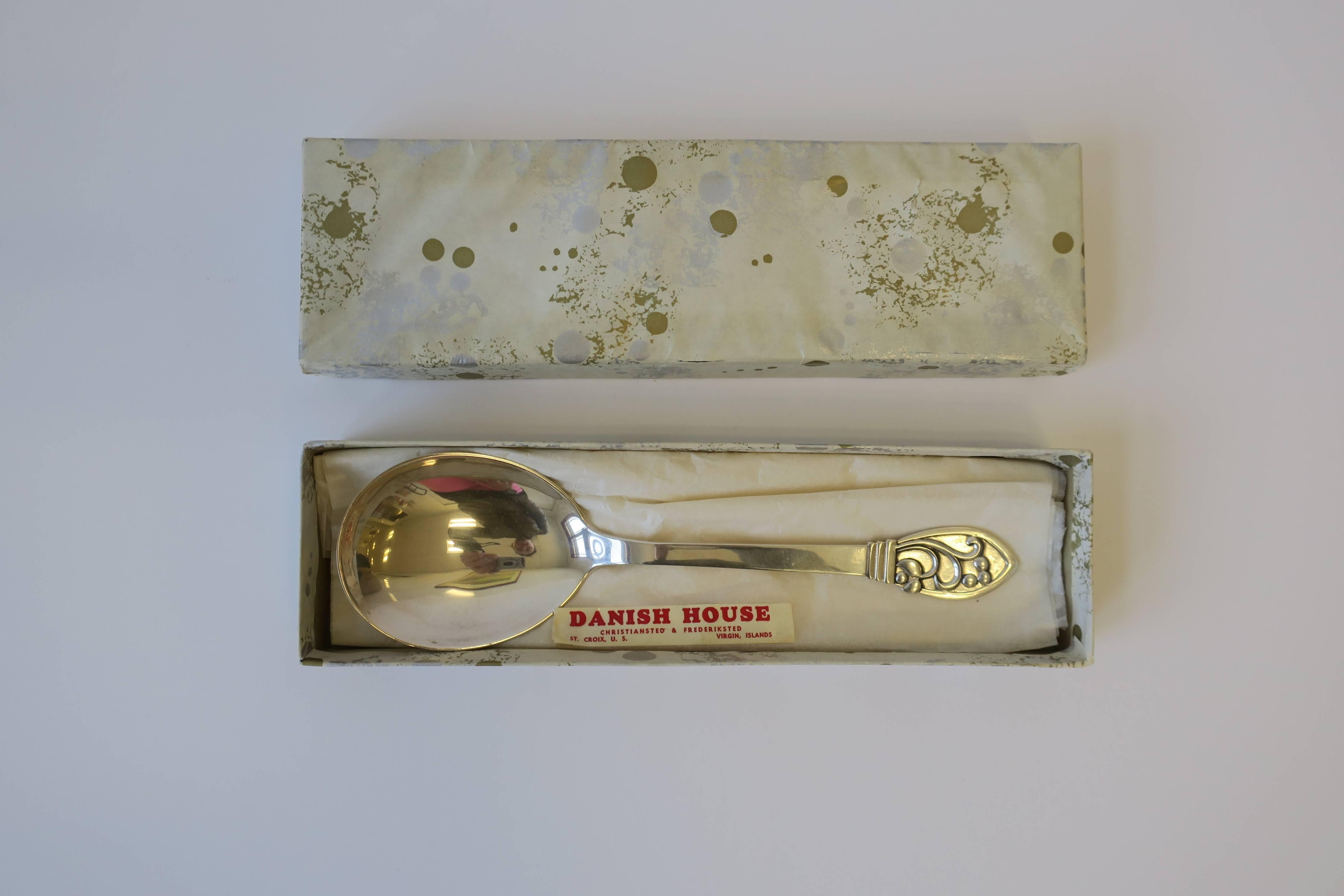 Danish Sterling Silver Serving Spoon, Midcentury Denmark 1