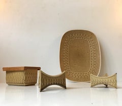 Dänisches Kerzenständer-Set aus Steingut von Jens Harald Quistgaard aus der Mitte des Jahrhunderts, 1960er Jahre