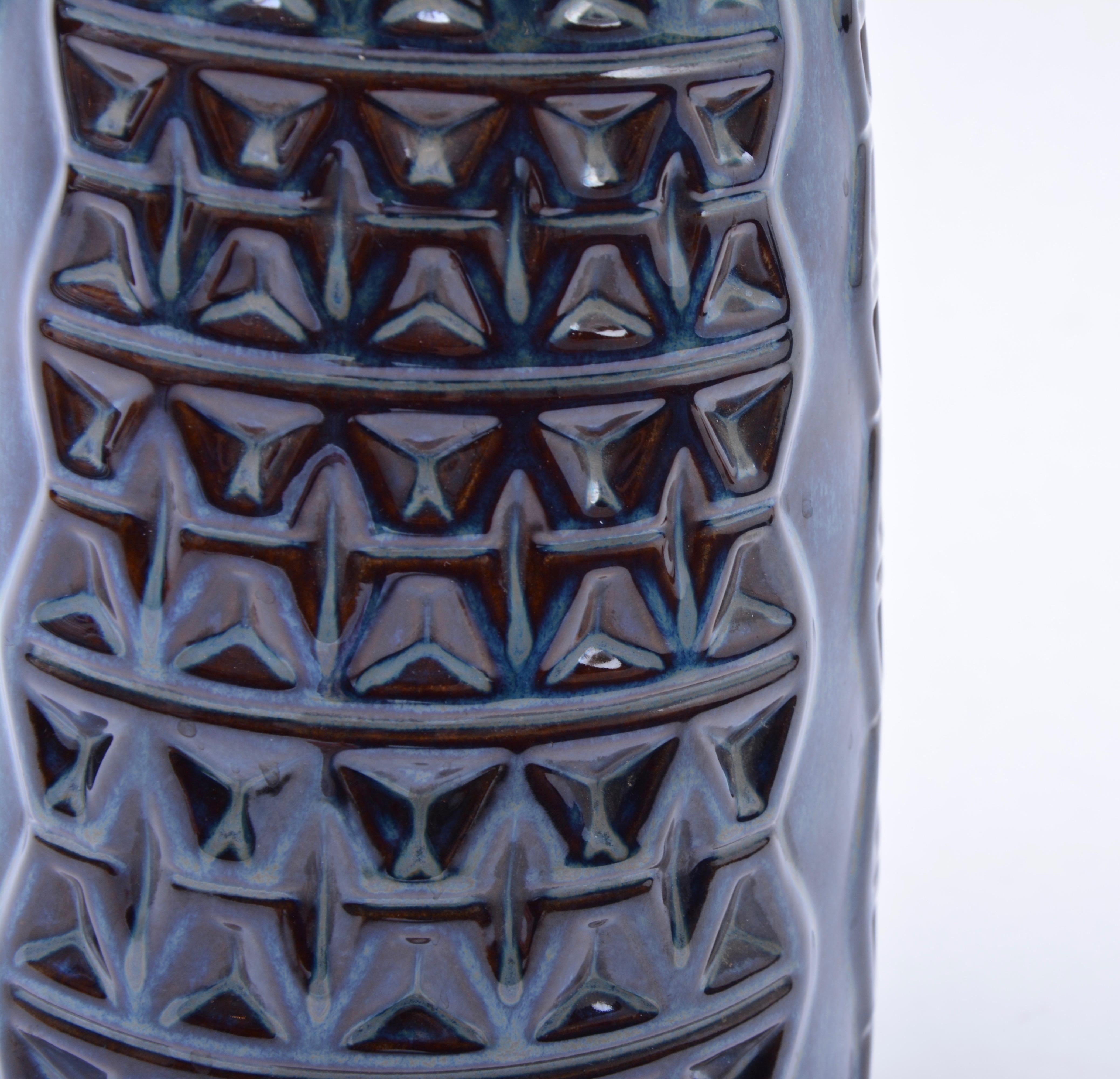 Blue Danish Mid-Century Modern stoneware vase by Einar Johansen for Soholm 2