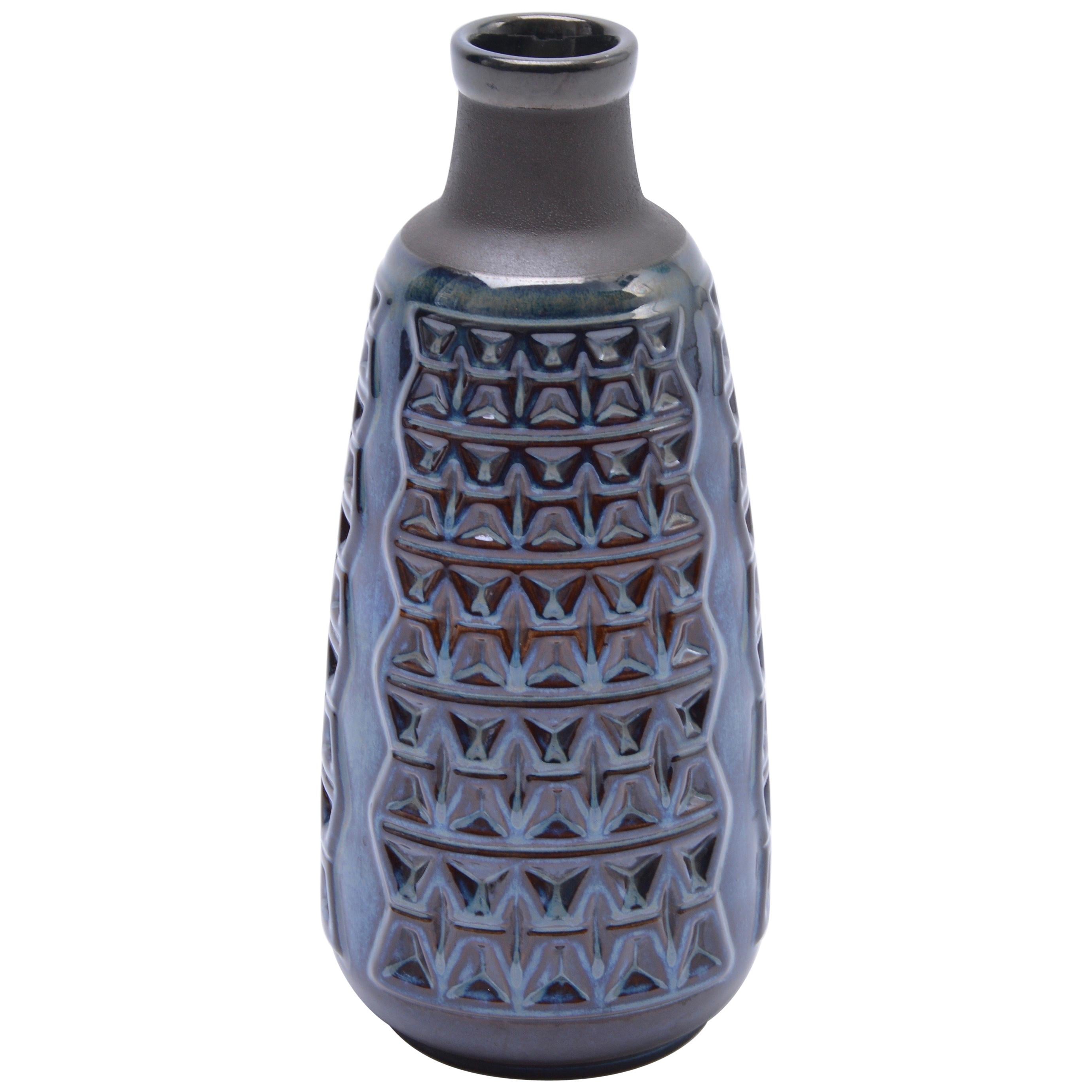 Blue Danish Mid-Century Modern stoneware vase by Einar Johansen for Soholm