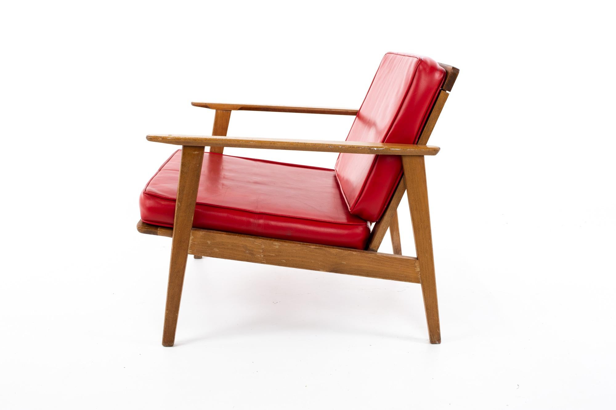 Upholstery Mid Century Danish Style Walnut Lounge Chair