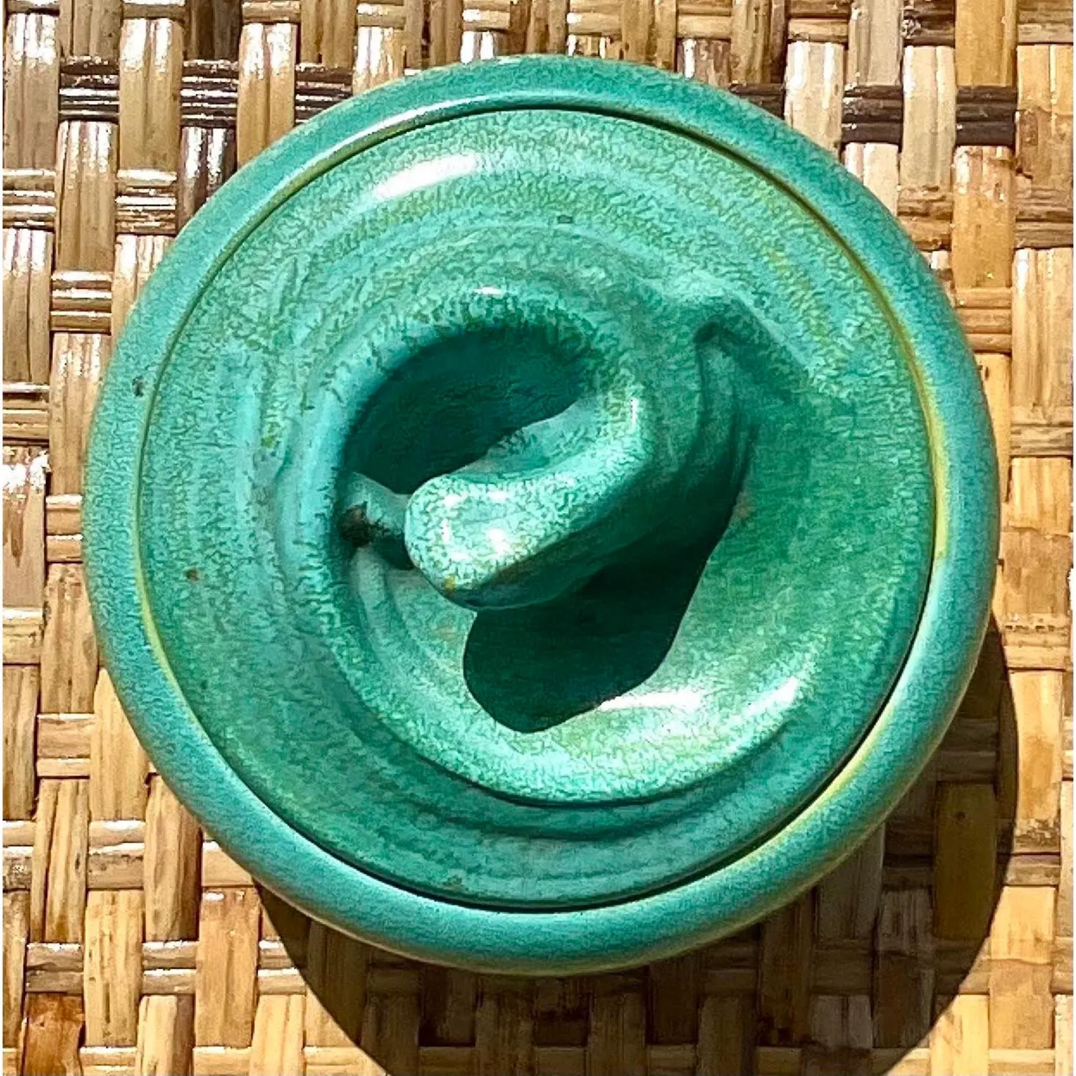 Mid-Century Modern Midcentury Danish Swirl Pottery Lidded Bowl
