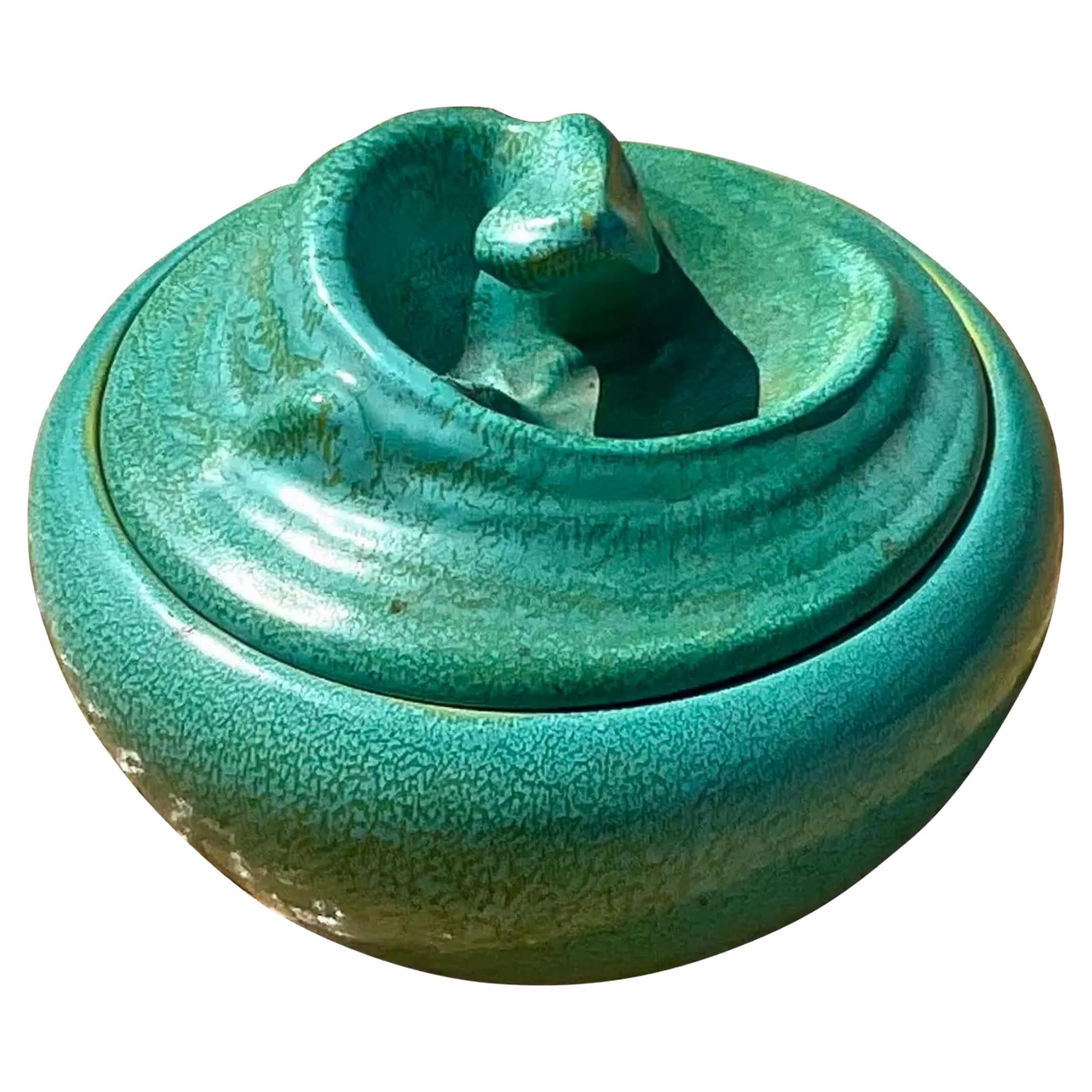 Midcentury Danish Swirl Pottery Lidded Bowl