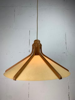 Midcentury Danish teak and perkament pendant by Domus, 1970s.
