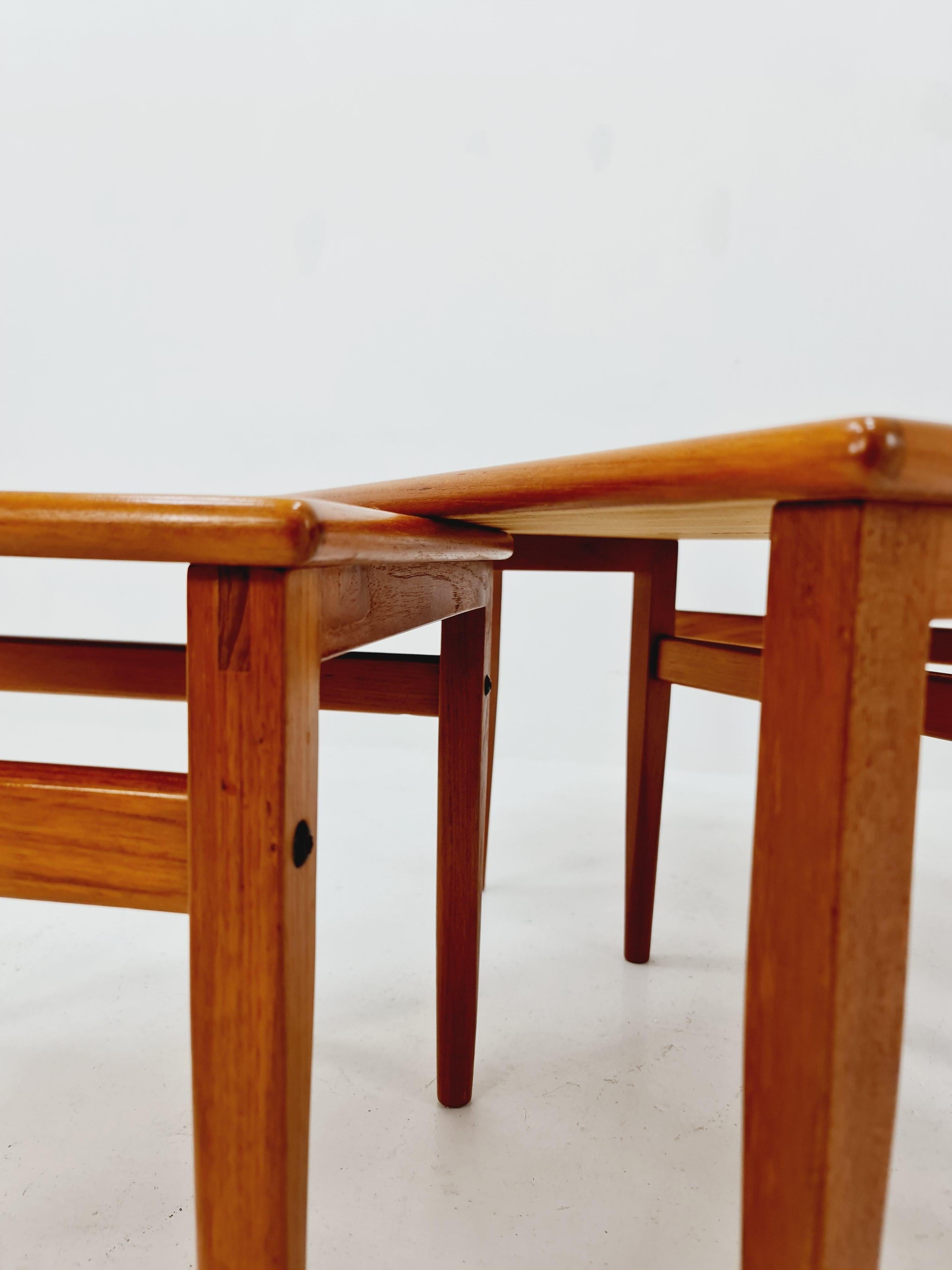 Ceramic Midcentury danish teak + ceramic By OX Art  nesting tables/ side tables by Trioh For Sale