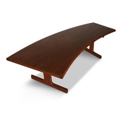 Midcentury Danish Teak Coffee Table with Curved Desk, 1950s