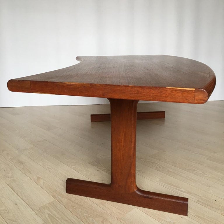 Midcentury Danish Teak Coffee Table with Curved Desk ...