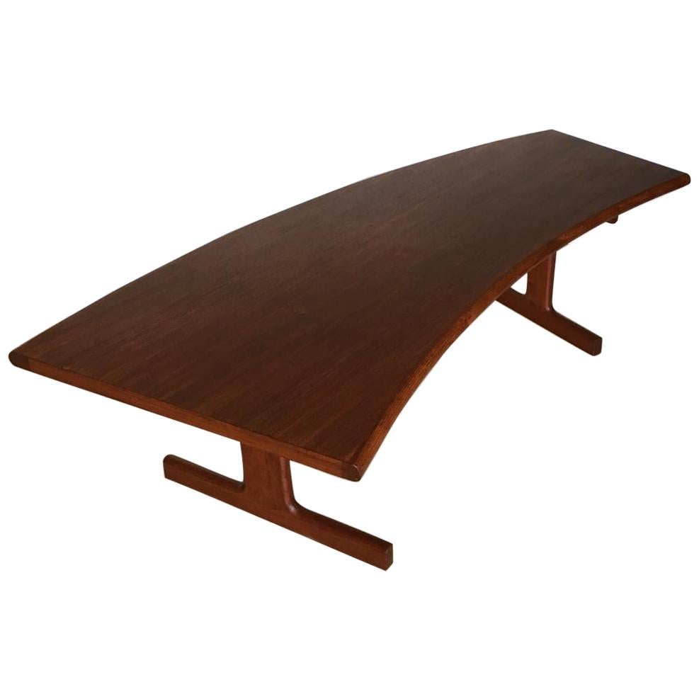 Midcentury Danish Teak Coffee Table with Curved Desk, 1950s For Sale
