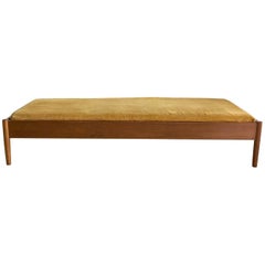Retro Midcentury Danish Teak Daybed Sofa in Mustard Corduroy