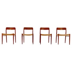 MidCentury Danish Teak Dining Chairs Niels O.Moller Modell 75, 1960s, set of 4