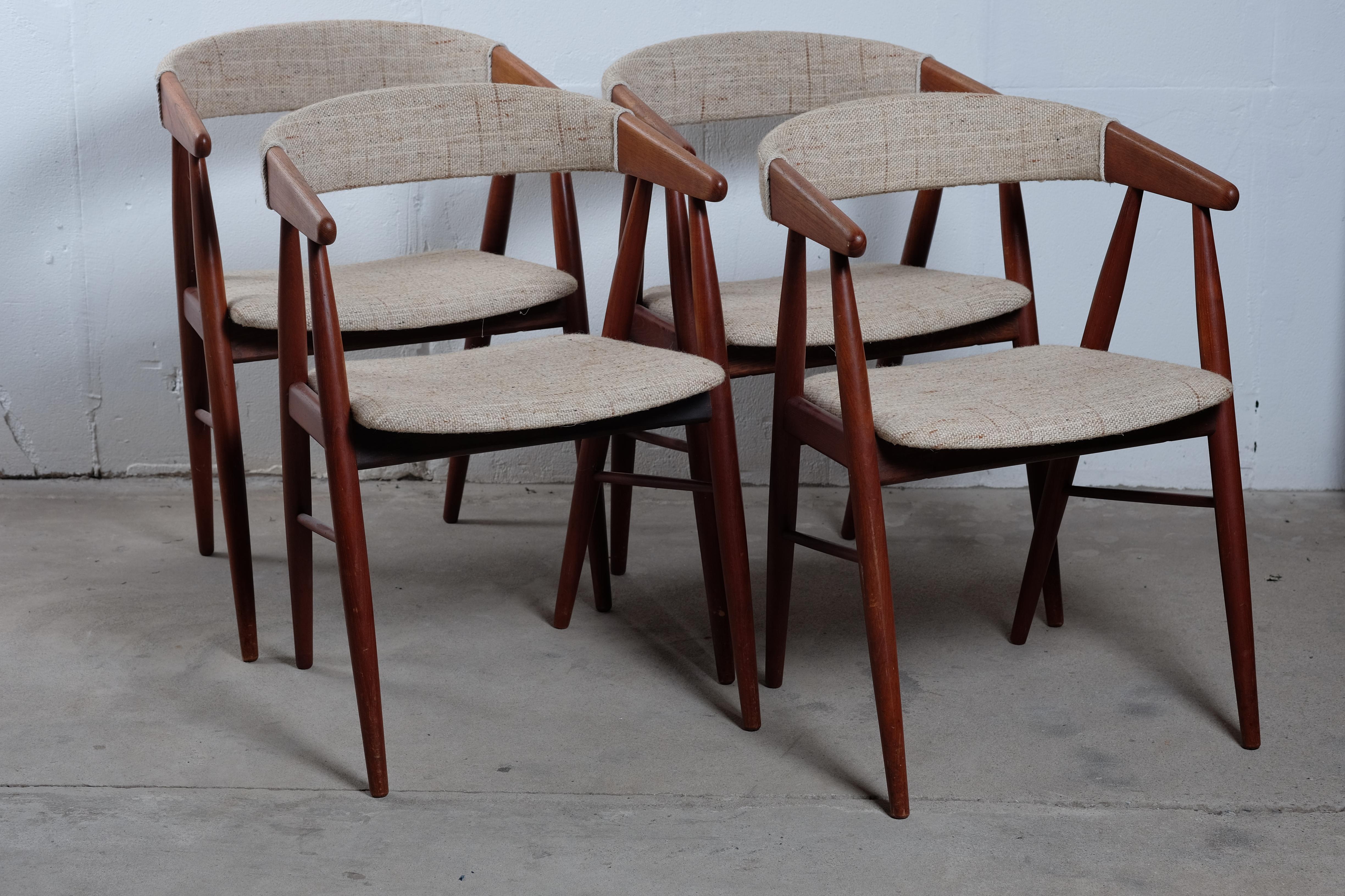 Mid-Century Modern Midcentury Danish Teak Dining Chairs, Set of 4 For Sale
