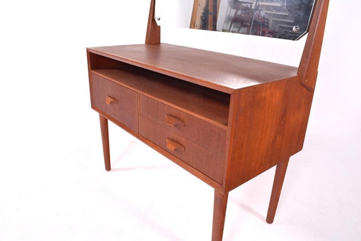 Mid-Century Modern Midcentury Danish Teak Dressing Table with Mirror For Sale