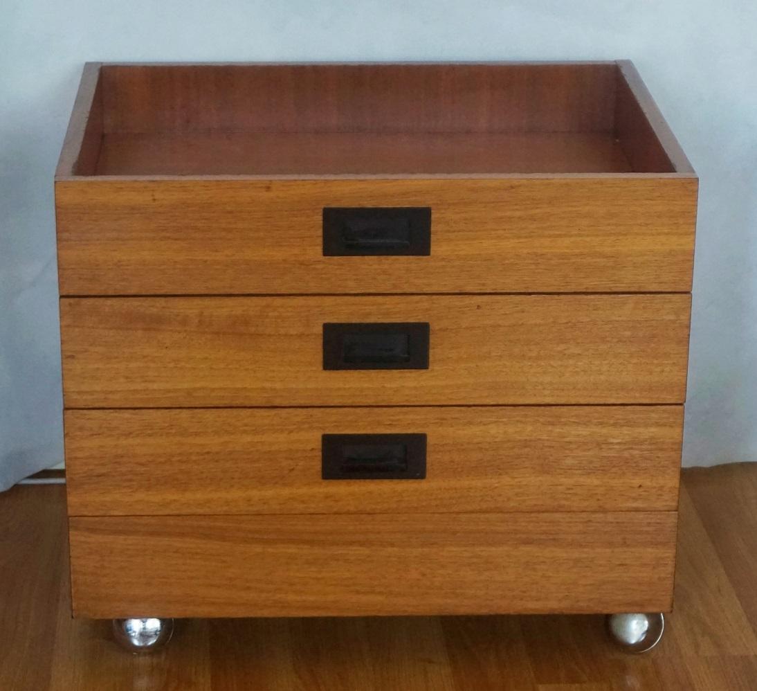 20th Century Midcentury Danish Teak Leather Storage Ottoman Stool or Side Table