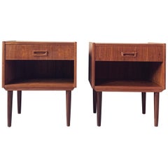 Midcentury Danish Teak Nightstands, Set of 2