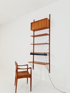 Midcentury Danish Teak Shelving Unit With Desk &  light, by Poul Cadovius, 1960s