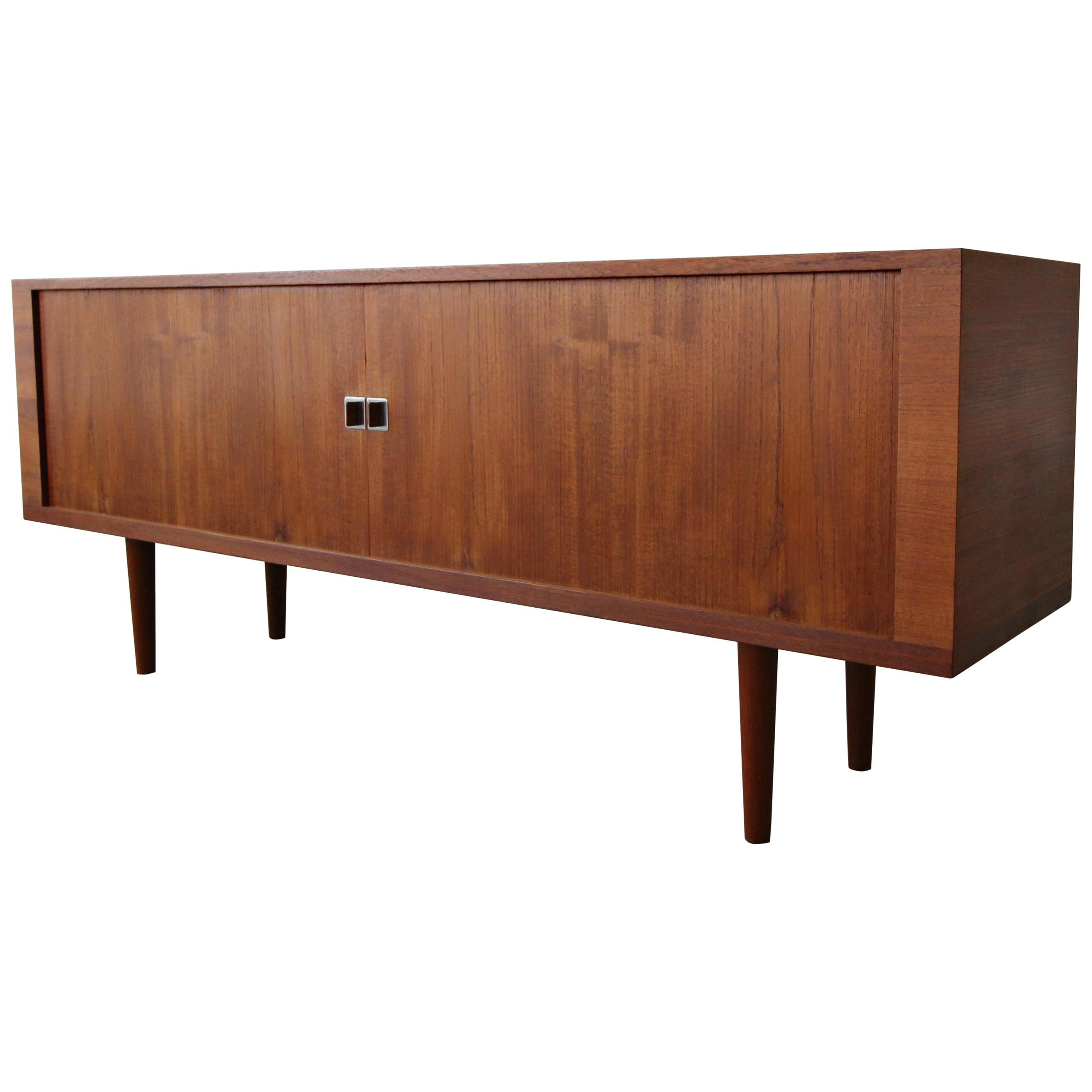 Midcentury Danish Teak Tambour Door "President" Credenza by Hans Wegner