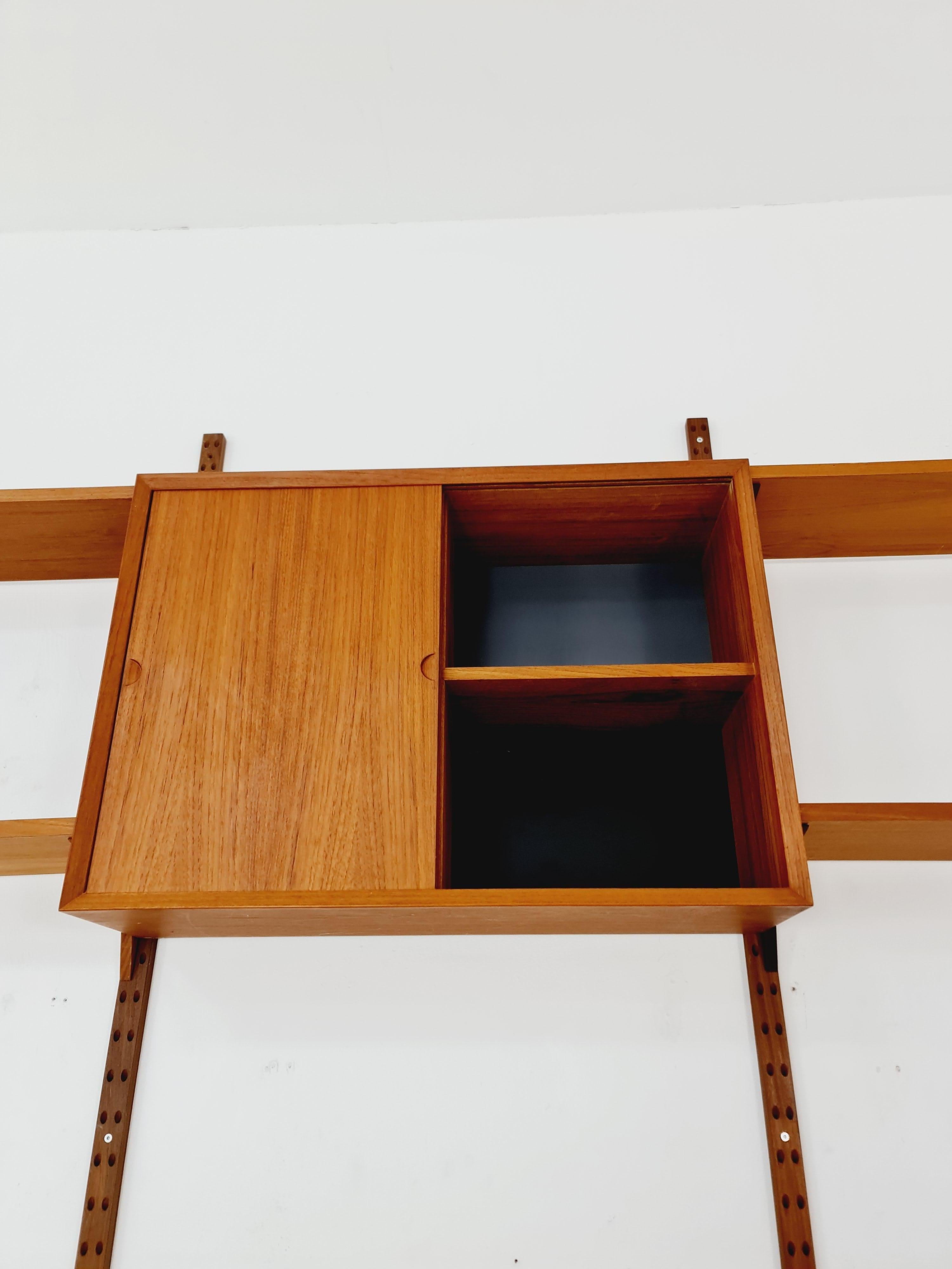 Midcentury Danish Teak Wall Unit 3 cabinets & Record, by Poul Cadovius for Cado For Sale 9