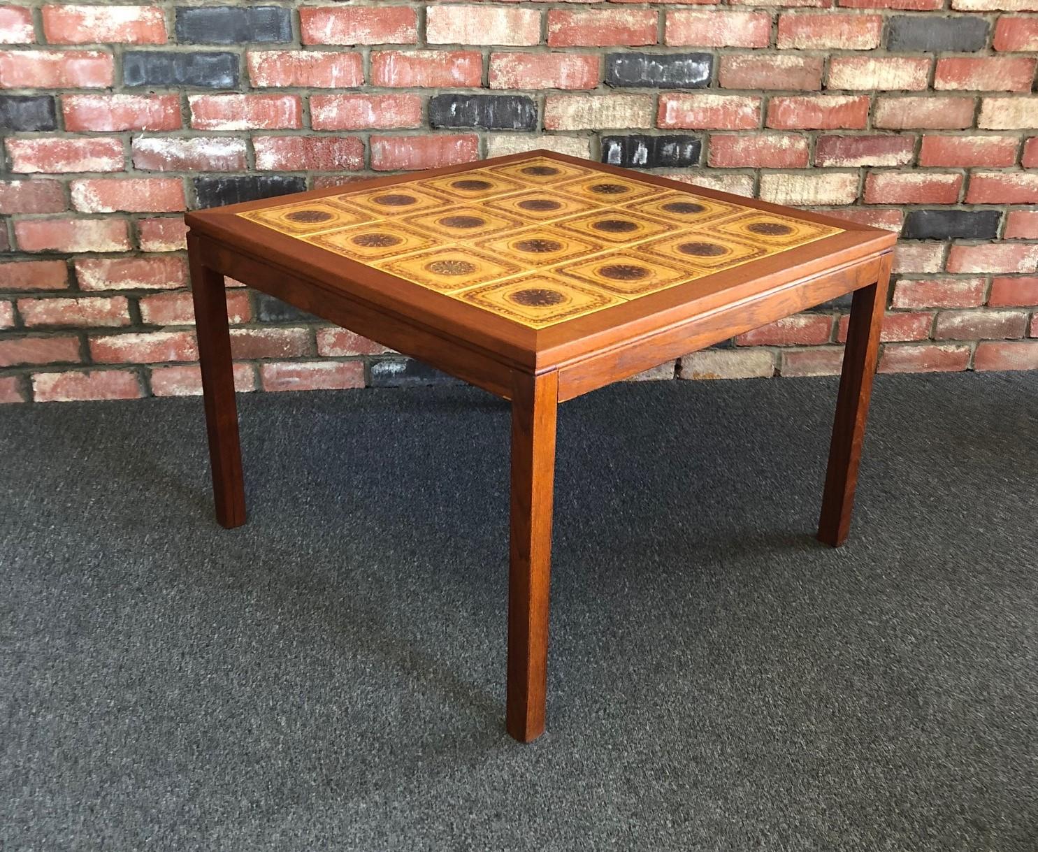 Mid-Century Modern Midcentury Danish Tile and Teak Side Table For Sale