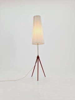 Midcentury Danish tripod rocket floor lamp teak, 1960s