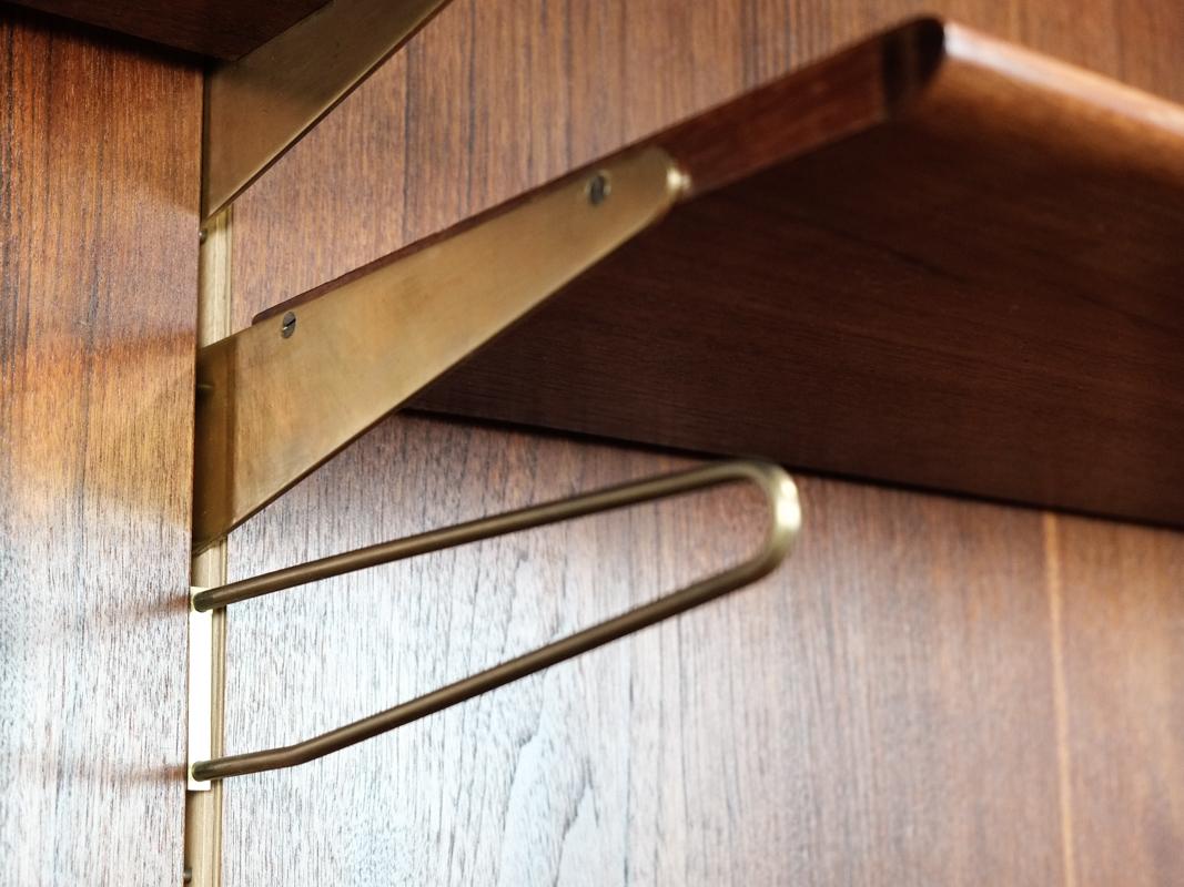 Midcentury Danish Wall System in Teak and Brass by Finn Juhl for Bovirke 1