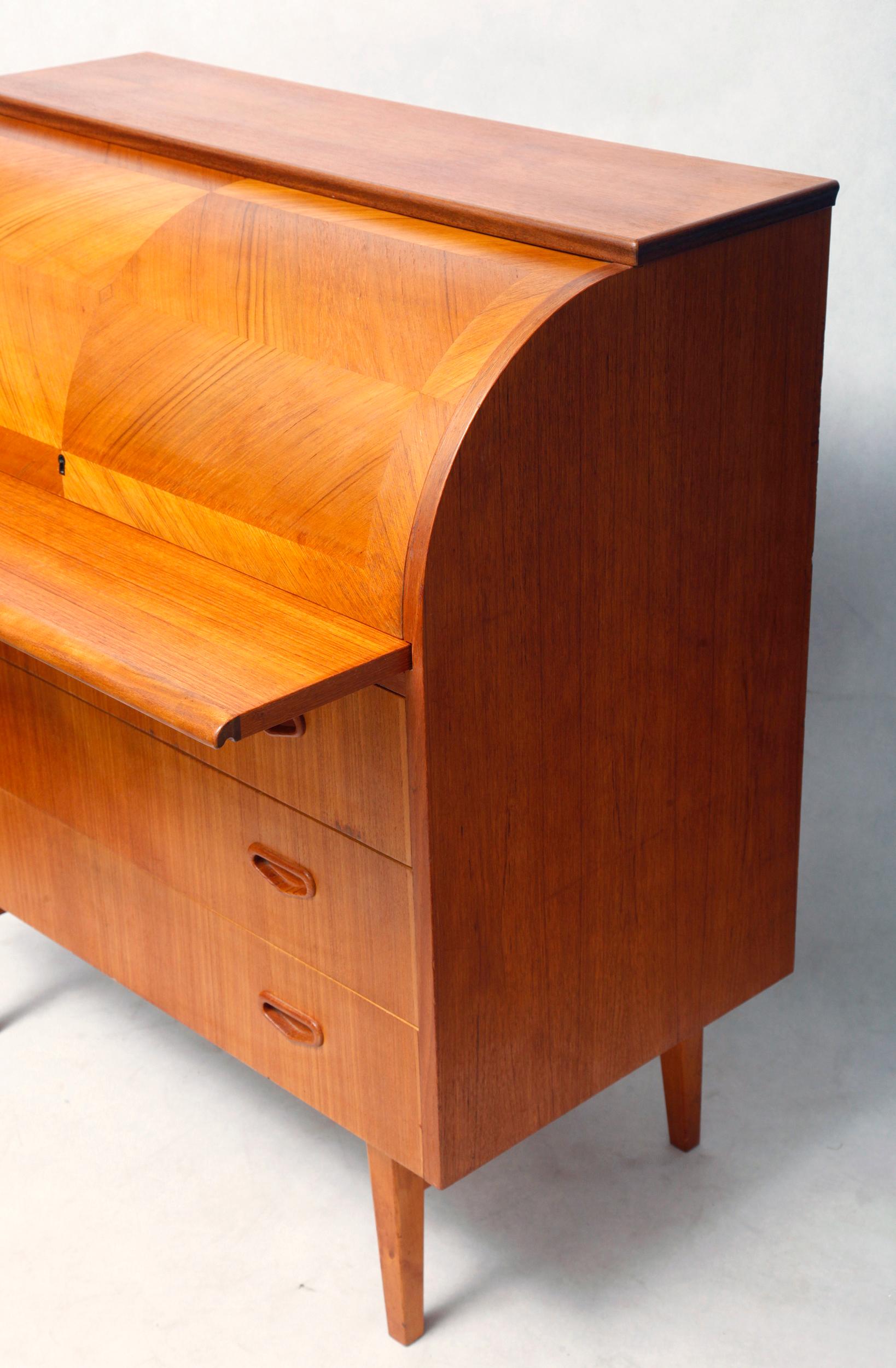 Midcentury Danish Writing or Secretary Desk, Teak, 1960s For Sale 12