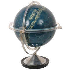 Midcentury Dark Blue Acrylic Astronomic Luminous Globe, Italy 1960s