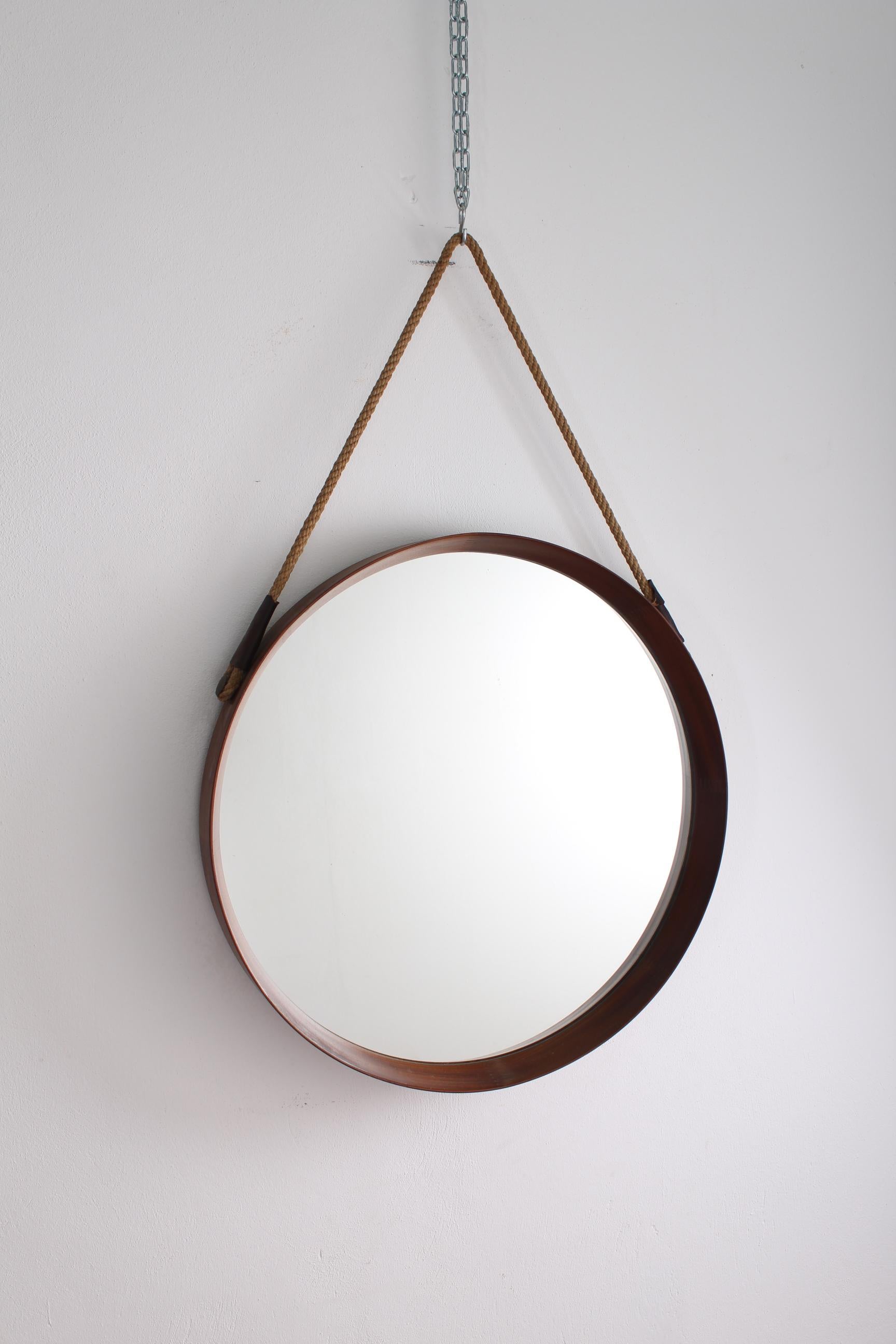 Mid-Century Modern Midcentury Dark Brown Frame Mirror, Italy, 1960s