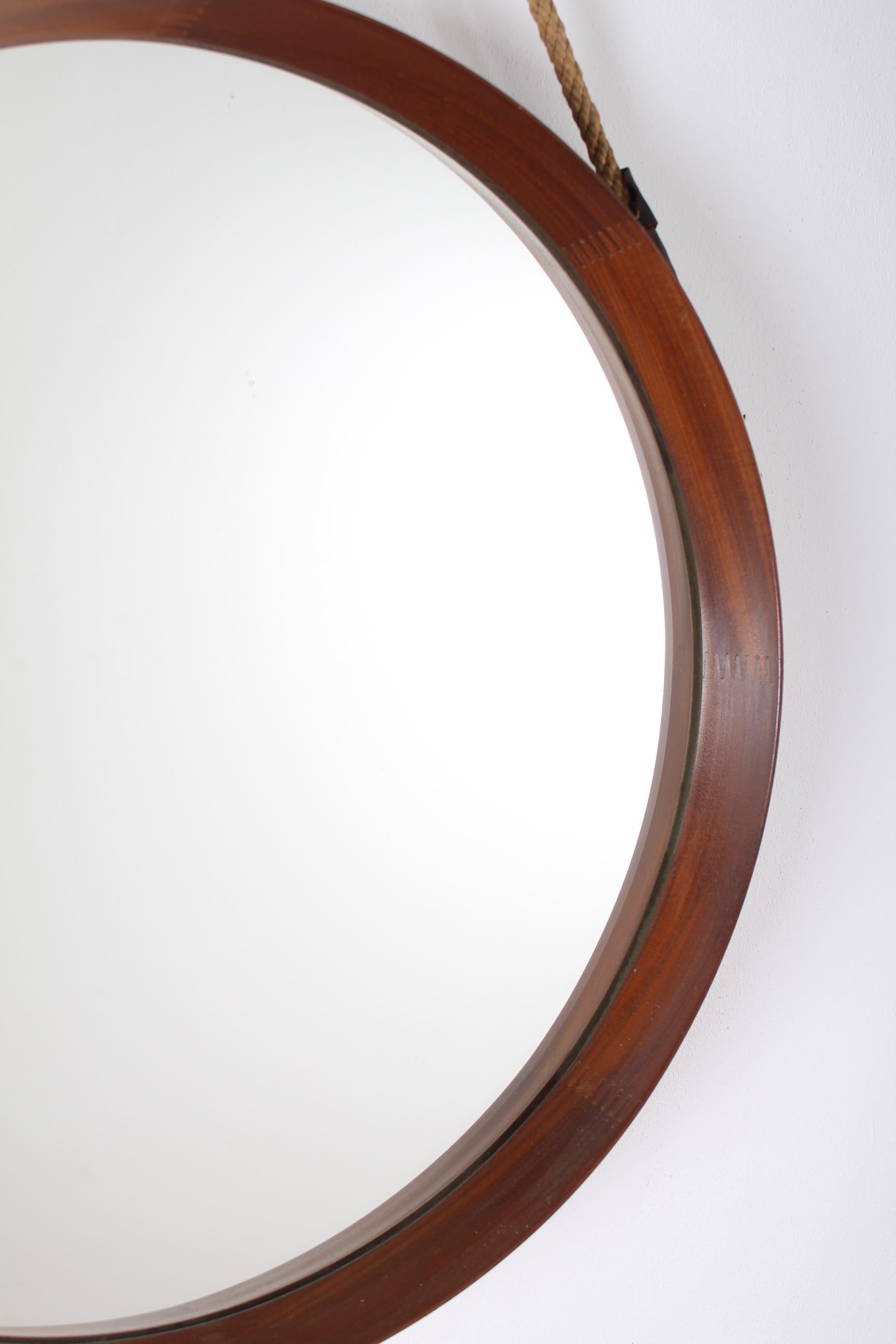 Italian Midcentury Dark Brown Frame Mirror, Italy, 1960s