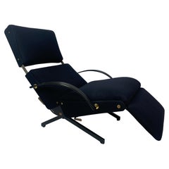 Vintage Midcentury dark navy blue lounge chair by Osvaldo Borsani model P40 for Tecno