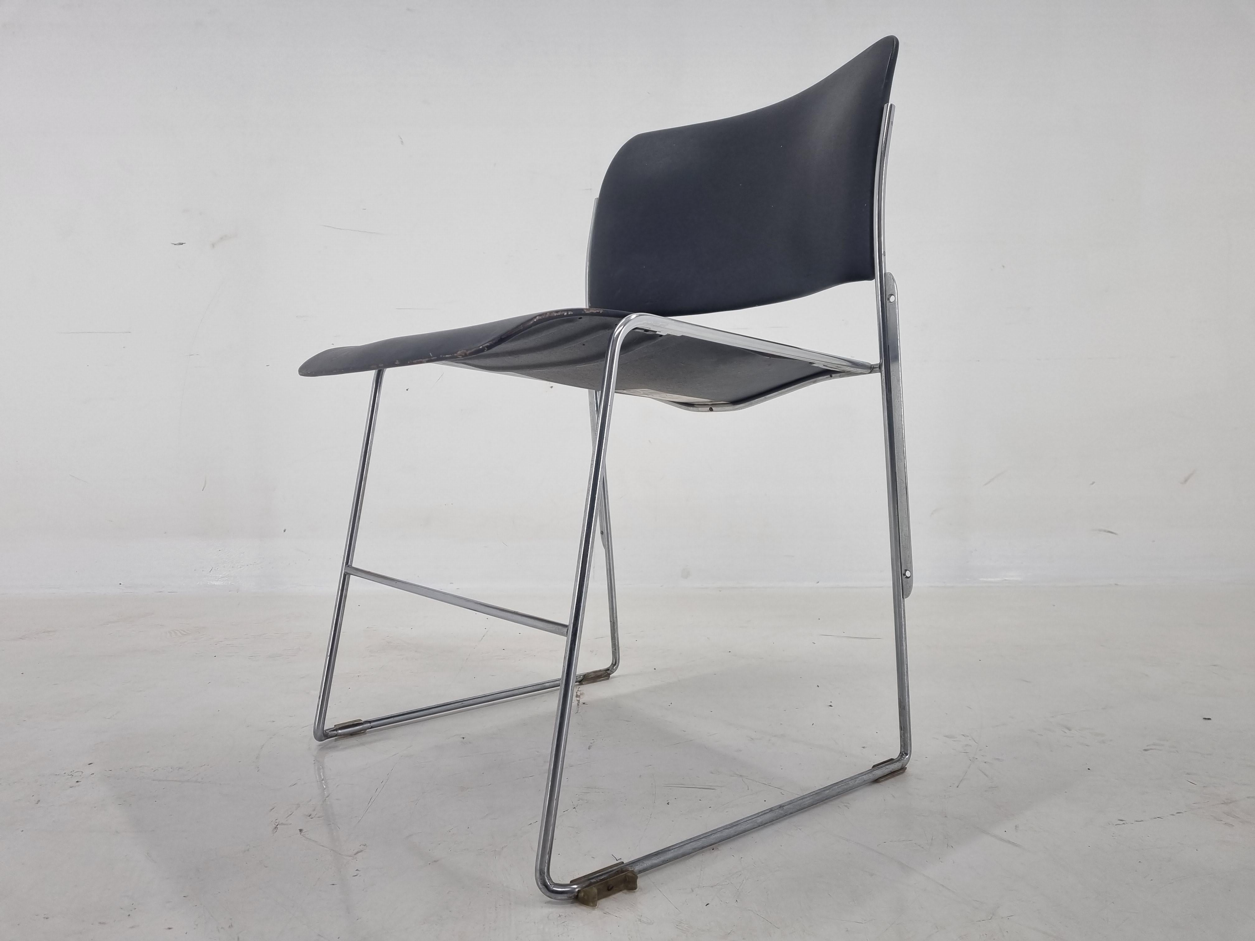 Midcentury David Rowland 40/4 Black and Chrome Side Chair, 1970 In Good Condition For Sale In Praha, CZ