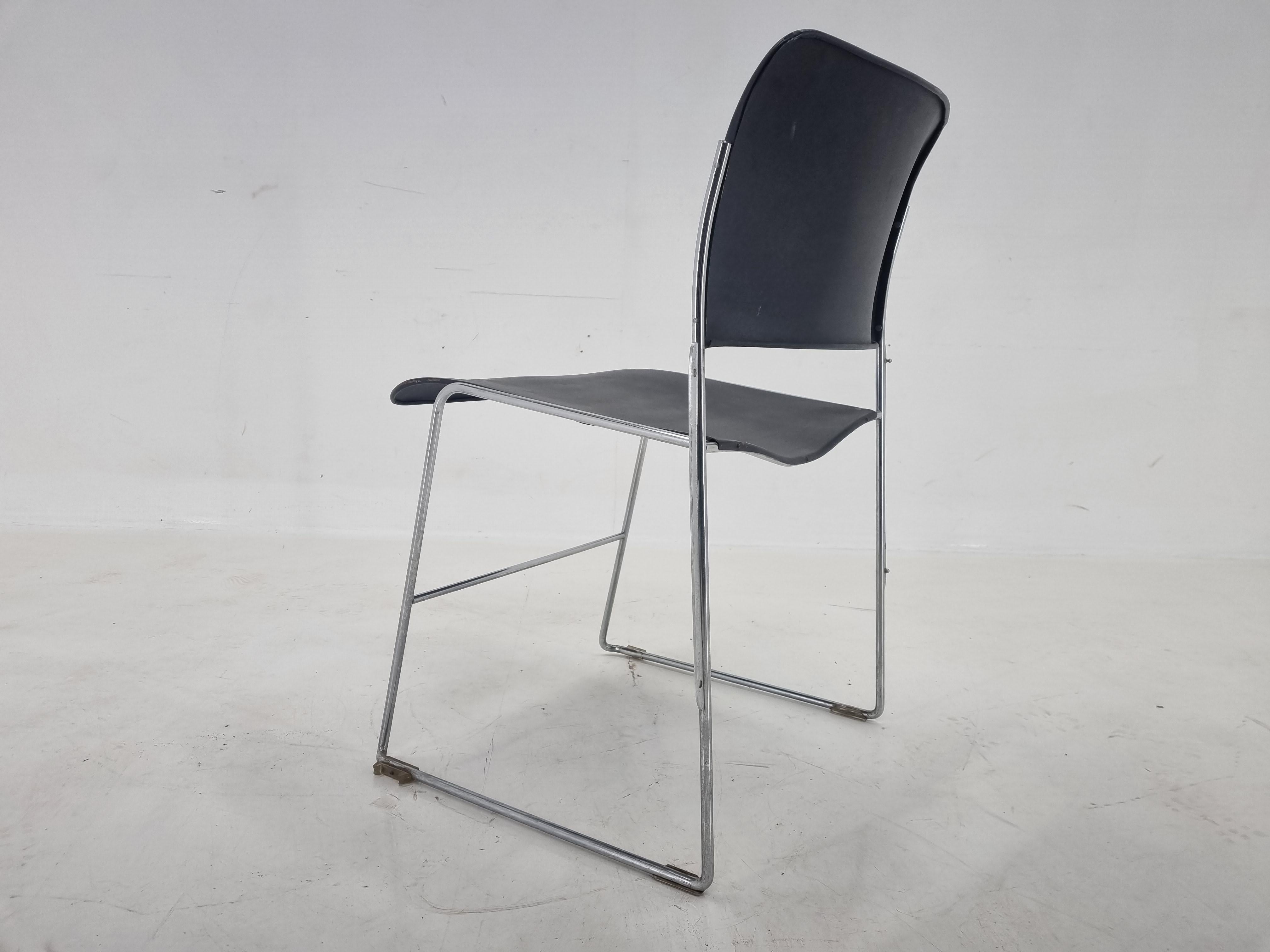 Late 20th Century Midcentury David Rowland 40/4 Black and Chrome Side Chair, 1970 For Sale