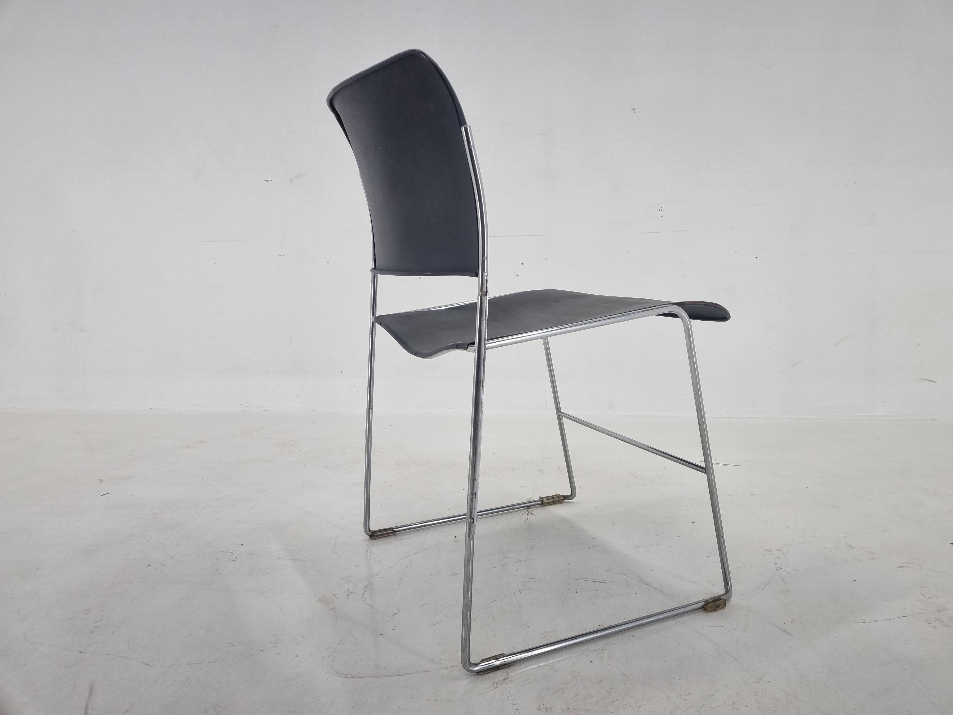 Metal Midcentury David Rowland 40/4 Black and Chrome Side Chair, 1970 For Sale