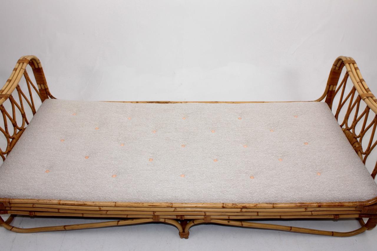 Mid-20th Century Midcentury Daybed in Bamboo with New Boucle Mattress, 1950s